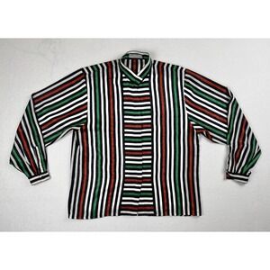 Jaeger Women's Long Sleeve Shirt Red White Green Size Large